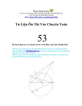 Tài liệu ôn thi vào Lớp 10 chuyên Toán